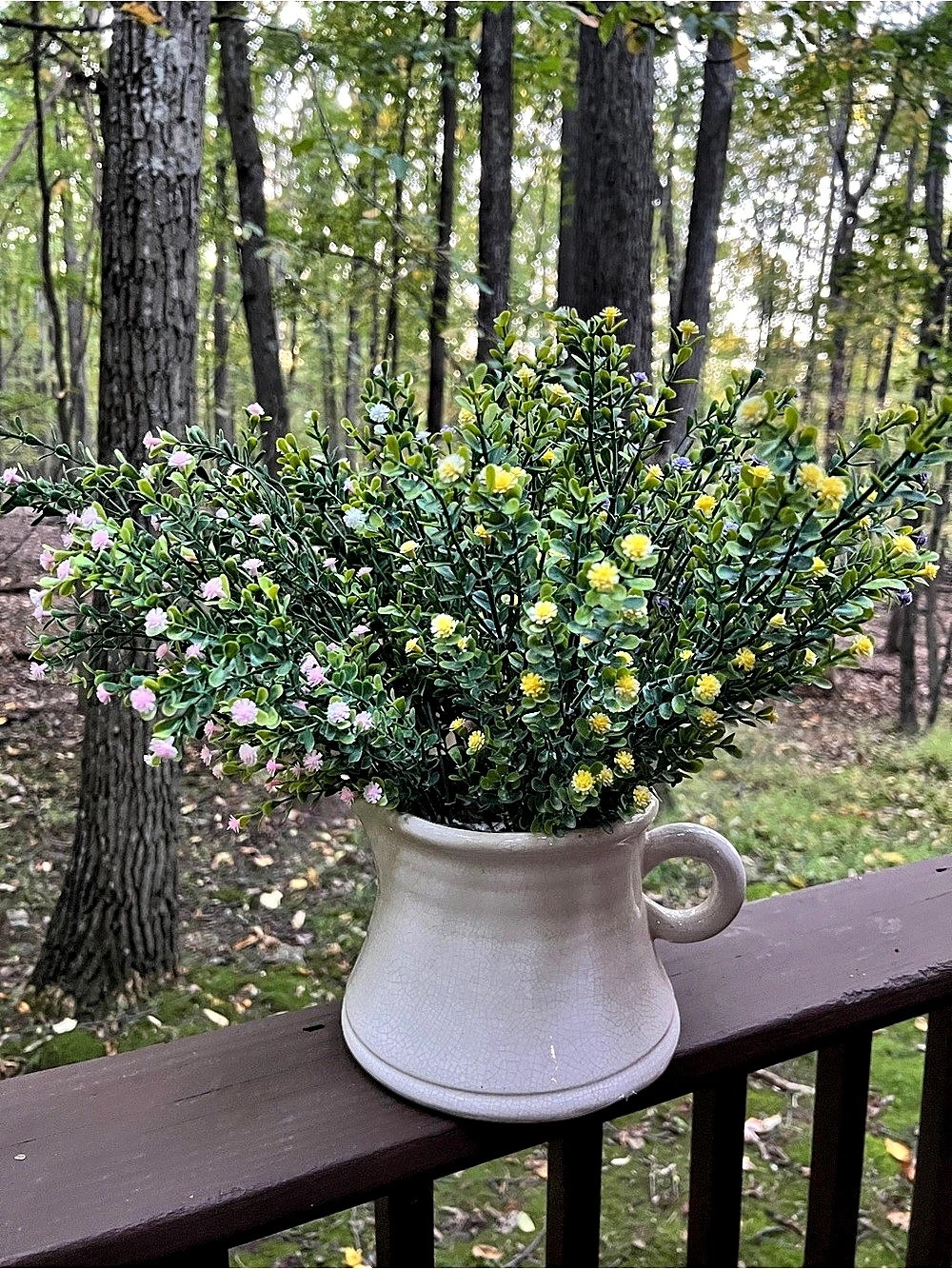 Faux Floral Arrangement in Green & Yellow